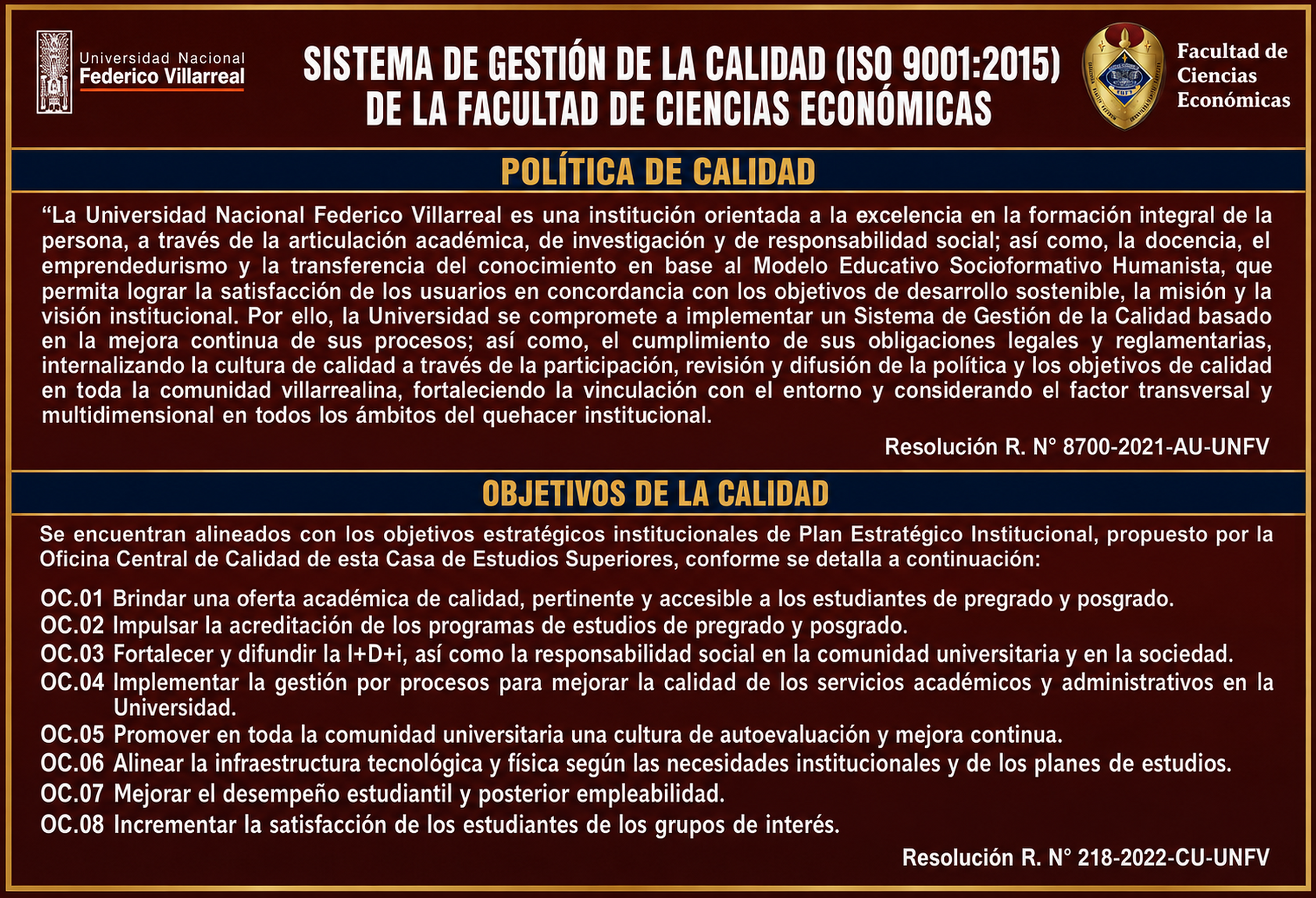 SISTEMA DE GESTIÓN DE CALIDAD (ISO 9001:2015)