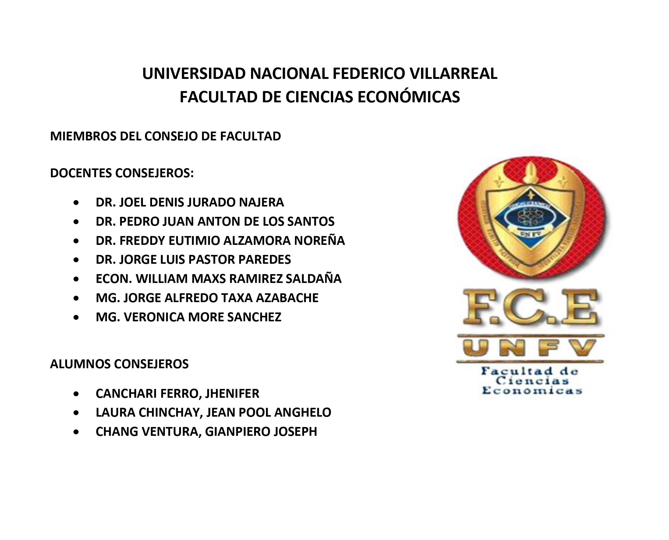 CONSEJO FACULTAD FCE