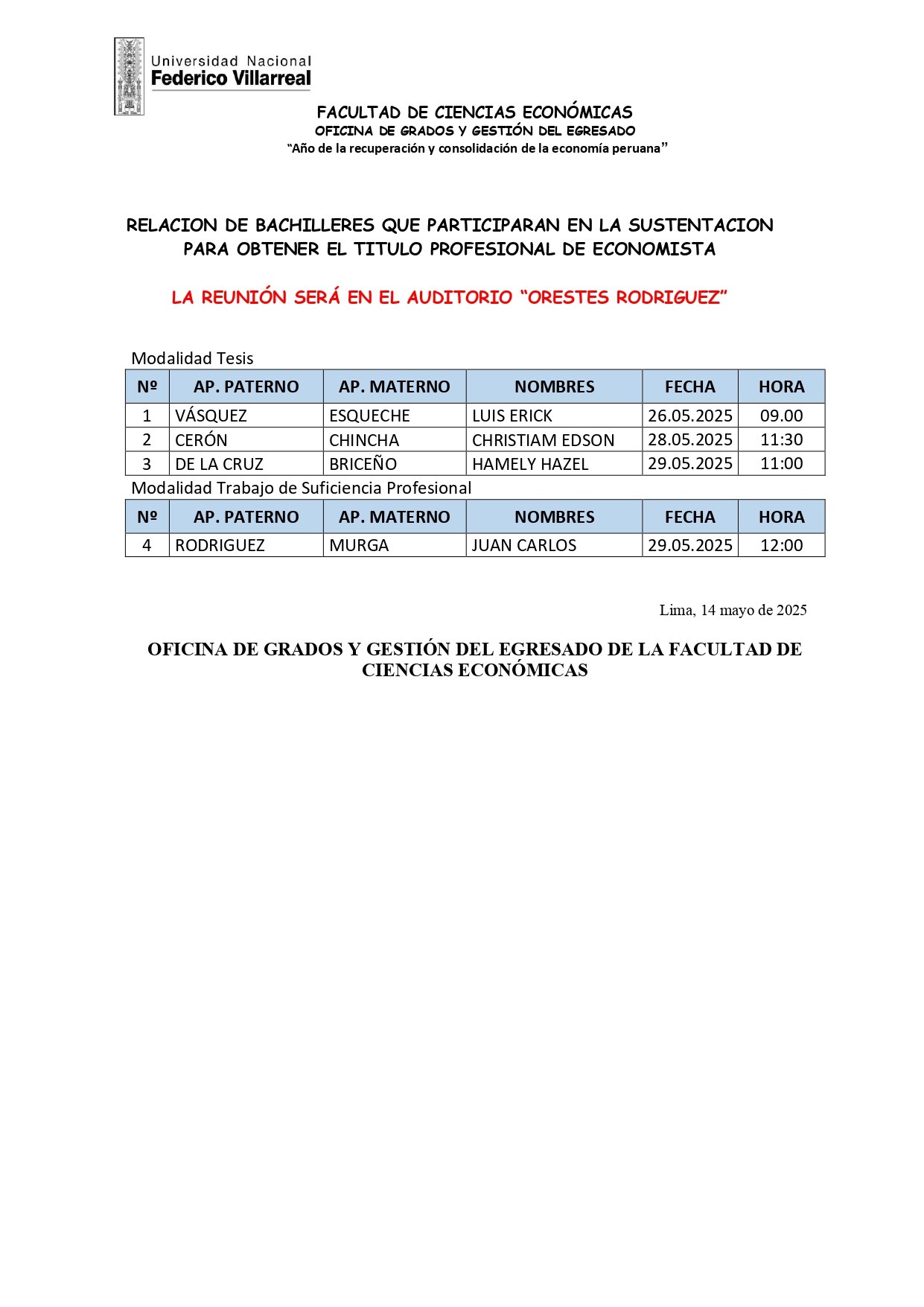 PUBLICACION SUSTENTACION DE TITULO MAYO