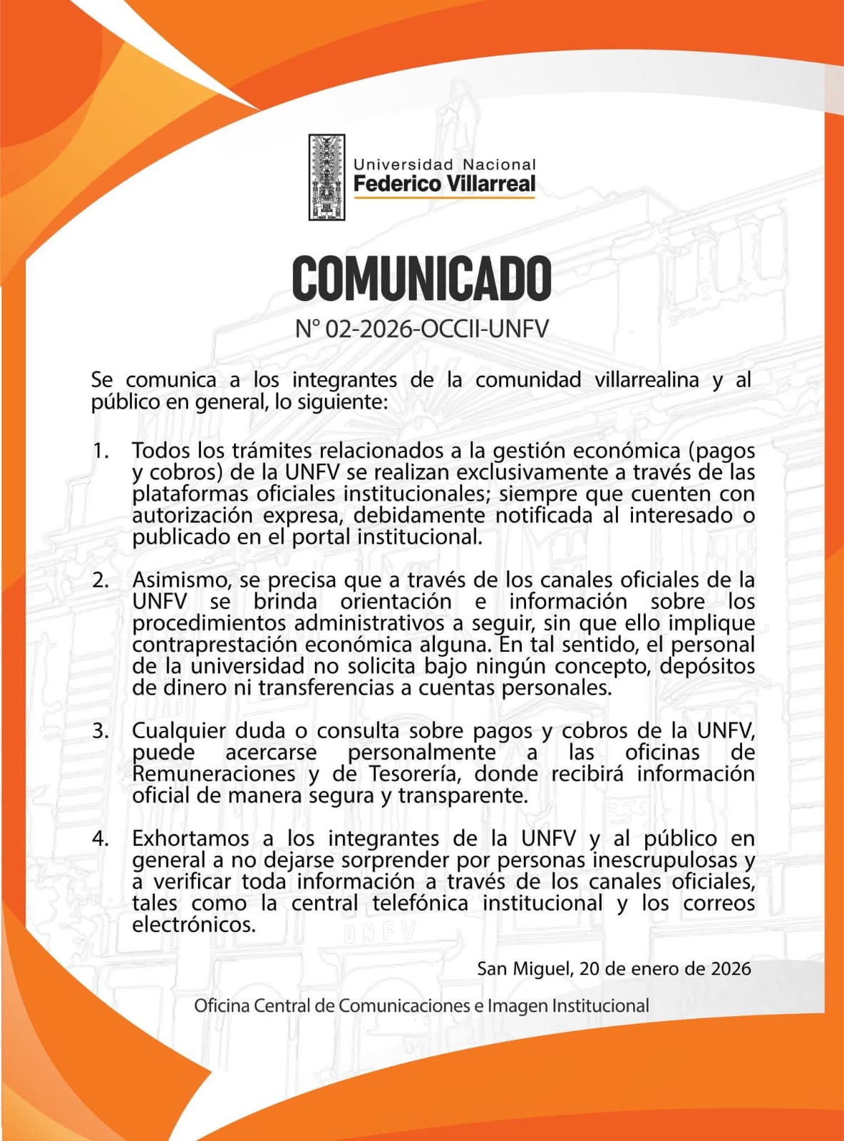 Comunicado 002-2026-OCCII