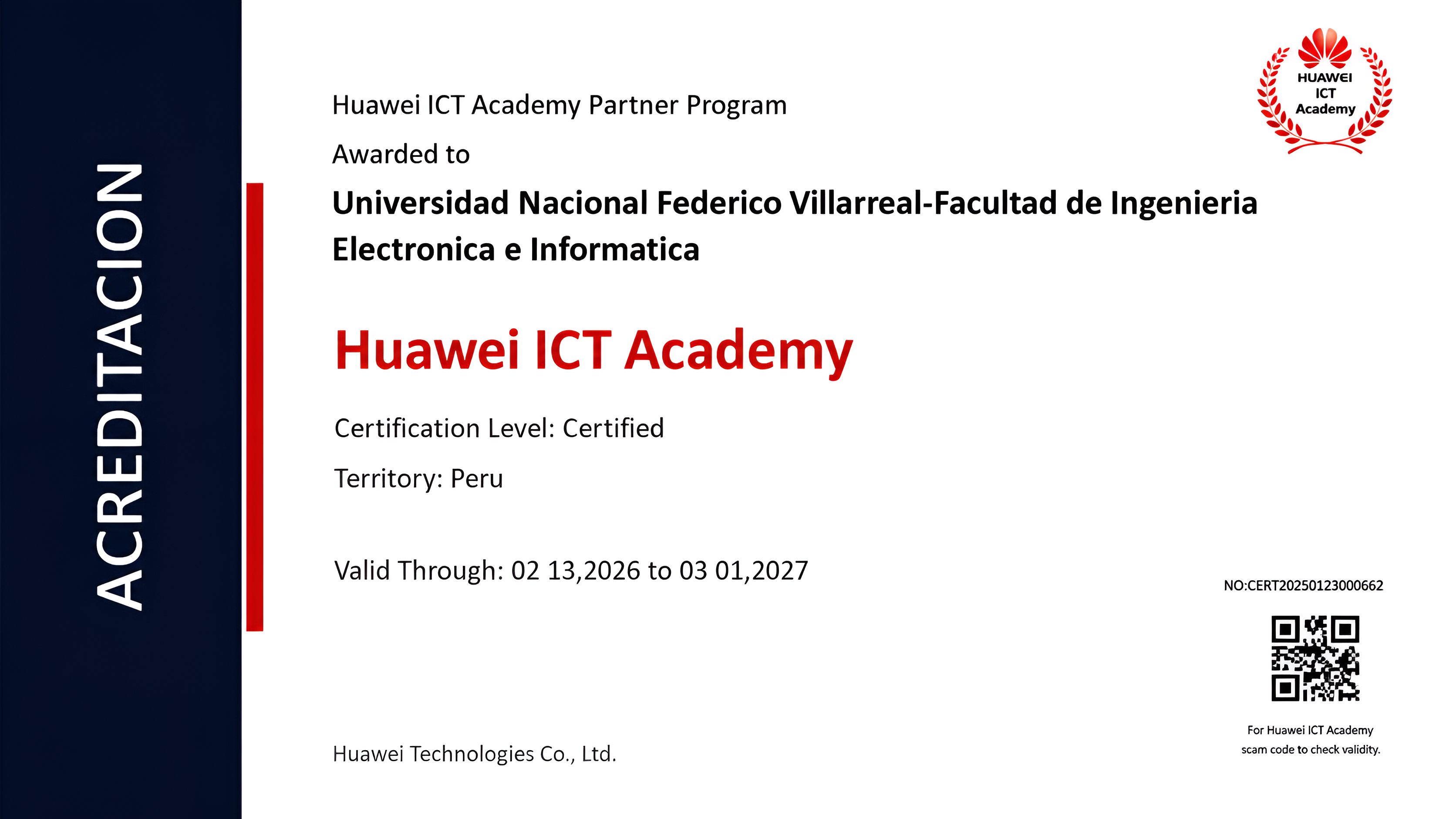 Noticia: FIEI–UNFV inicia programación 2026 de Huawei ICT Academy con más de 250 cursos en tecnologías emergentes