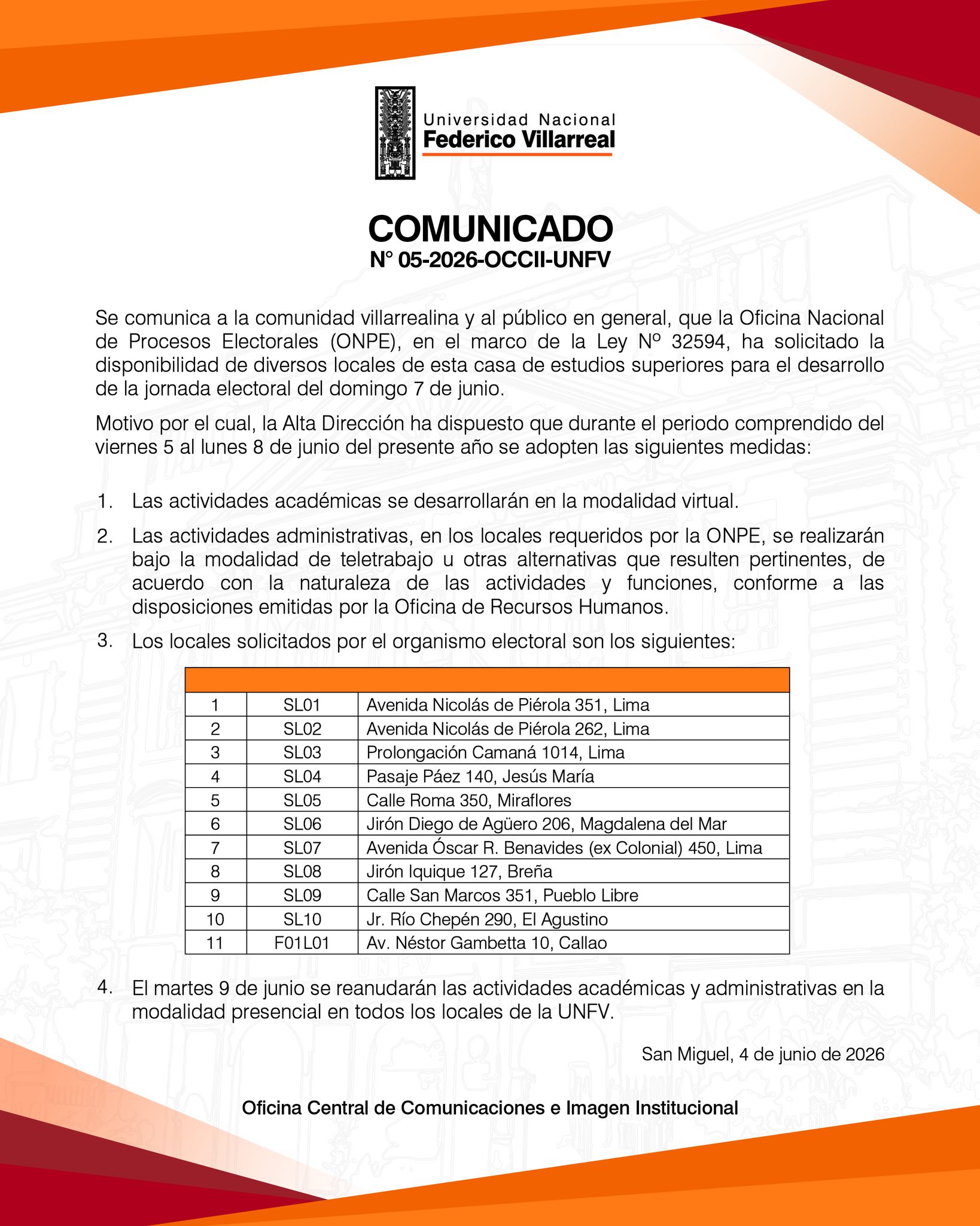 Suspensión de clases por Elecciones
